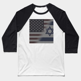 American and Israeli Flag Blended Baseball T-Shirt